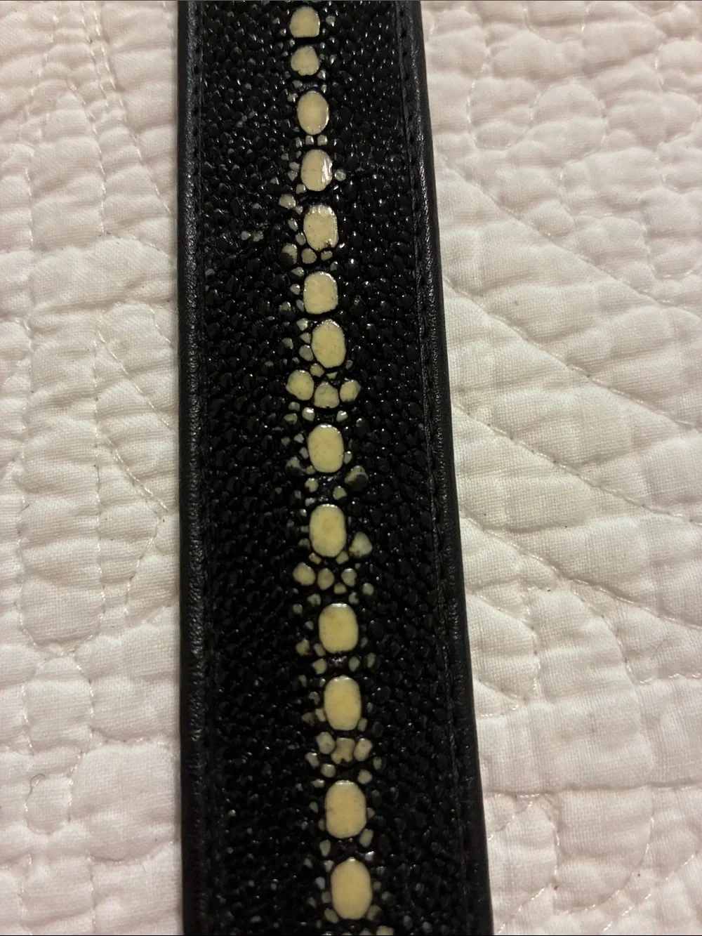 Black genuine stingray Belt with Silver Buckle AND stingray wallet